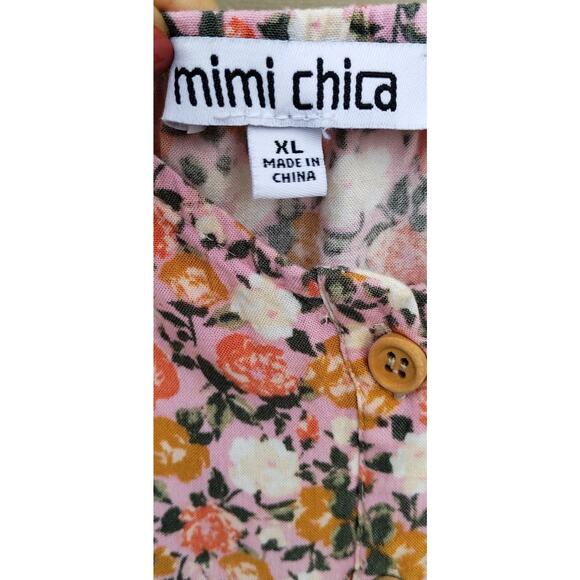 mimi chica Floral Tiered Tank Midi Dress Pink Size XL 100% Rayon Boho Spring - Picture 4 of 13